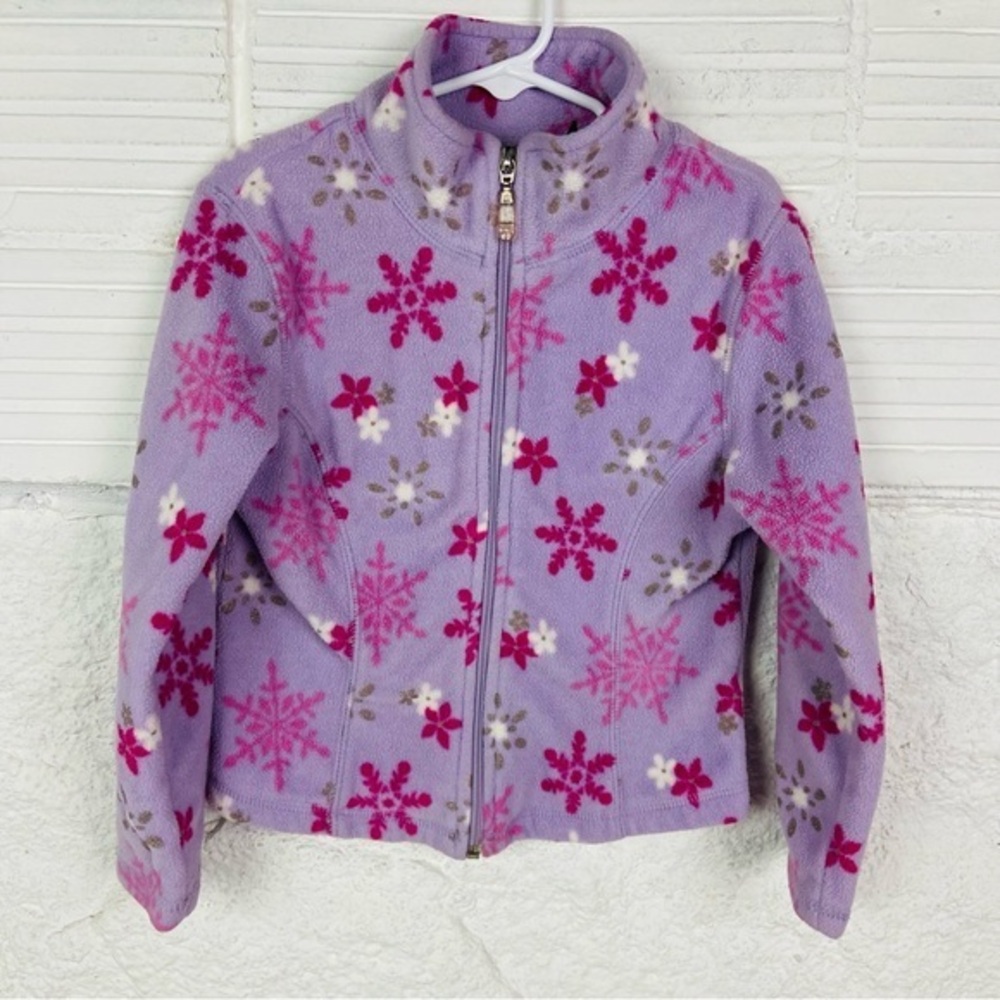 Athletech Lavender purple Fleece snowflake full zip Jacket size 6